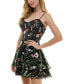 Juniors' Sweetheart-Neck Fit & Flare Floral-Embroidered Dress black floral multi, 0 - фото #3