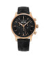 ფოტო #3 პროდუქტის Men's Chieftain Black Leather , Two-Tone Rose Dial , 42mm Round Watch