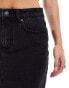 Фото #4 товара DTT Petite denim midi skirt with front split in black