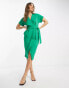 Фото #8 товара Closet London kimono wrap midi dress in vibrant green