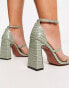 Фото #4 товара ASOS DESIGN Wide Fit Nonda block heeled sandals in sage green