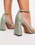 ASOS DESIGN Wide Fit Nonda block heeled sandals in sage green