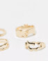 Фото #2 товара ASOS DESIGN pack of 4 rings with molten design in gold tone