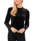 Women's Velvet Mock Neck Long Sleeve Knit Top