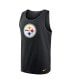 Фото #4 товара Men's Black Pittsburgh Steelers Tri-Blend Tank Top