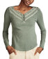 ფოტო #1 პროდუქტის Women's Embroidered Mesh Henley Top