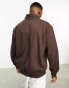 Фото #3 товара ASOS DESIGN heavyweight oversized half zip sweatshirt in brown