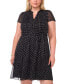 ფოტო #3 პროდუქტის Plus Size Printed Split-Neck Cap-Sleeve Dress