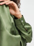 Фото #5 товара Miss Selfridge oversized satin shirt with diamante buttons in khaki