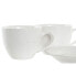 Piece Coffee Cup Set DKD Home Decor Natural Rubber wood White Stoneware 150 ml