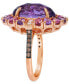 Grape Amethyst (5-3/4 ct. t.w.), Passion Fruit Tourmaline (1 ct. t.w.) & Diamond (1/4 ct. t.w.) Oval Statement Ring in 14k Rose Gold