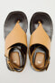 Flat leather slider sandals