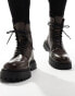 Tommy Jeans casual lace up boots in dark brown