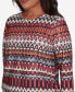 ფოტო #5 პროდუქტის Runway Ready Women's Geometric Crew Neck Top With Side Ruching