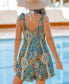 ფოტო #2 პროდუქტის Women's Paisley Scoop Neck Tie Shoulder Wide Leg Romper