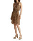 RALPH LAUREN Pleated Sheer Lined Back Keyhole Sleeveless Halter Evening Dress