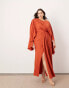 ASOS EDITION Curve volume flare sleeve grecian cut out maxi dress in rust Красный, EU 56 - фото #1