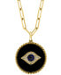 ფოტო #2 პროდუქტის EFFY® Onyx, Sapphire (1/20 ct. t.w.) & Diamond (1/10 ct. t.w.) Evil Eye 18" Pendant Necklace in 14k Gold