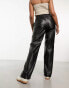 Фото #4 товара River Island wide leg PU trouser with elastic waist in black