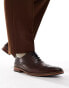 ASOS DESIGN brogue shoes in brown leather with natural sole and colour details US 9 - фото #12