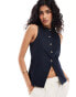 Фото #1 товара ASOS DESIGN high neck waistcoat with linen in navy