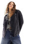 JJXX oversized faux leather biker jacket black