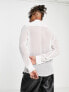 Фото #5 товара ASOS DESIGN regular sheer shirt with pleat placket and pearl details in white