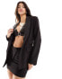 Фото #1 товара Kaiia cinched waist diamante padlock blazer co-ord in black