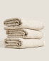 Faded waffle-knit linen and cotton bath towel