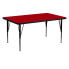 Фото #1 товара 30''W X 60''L Rectangular Red Thermal Laminate Activity Table - Height Adjustable Short Legs