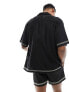 Abercrombie & Fitch martini embroidery short sleeve shirt relaxed fit in black co-ord