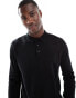 Фото #1 товара Brave Soul long sleeve knitted polo in black