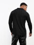 ASOS DESIGN long sleeve polo in sheer rib with deep v neck