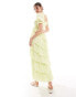 Фото #4 товара Miss Selfridge textured asym hem tiered maxi dress in lime