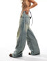 Фото #1 товара Mango washed front straight leg jeans in light blue