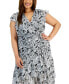 Фото #4 товара Plus Size Paisley-Print Ruched-Waist Midi Dress