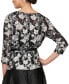 Women's Embroidered Floral Belted Blouse