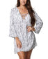 Фото #1 товара Women's Printed Lace-Up Cover-Up Tunic