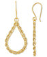 ფოტო #1 პროდუქტის Polished Rope Open Teardrop Drop Earrings in 10k Gold