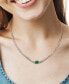 ფოტო #3 პროდუქტის Lab-Grown Emerald Curb Link Collar Necklace (7/8 ct. t.w.) in Sterling Silver