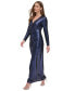 Фото #6 товара Women's Long-Sleeve Side-Ruched Sequin Gown