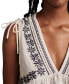 Women's Cotton Ruched-Shoulder V-Neck Top