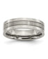 ფოტო #1 პროდუქტის Titanium Brushed and Polished 6 mm Grooved Wedding Band Ring