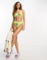 Reclaimed Vintage tanga bikini bottom in yellow floral print