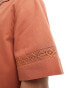 ASOS DESIGN relaxed revere textured shirt in orange Красный, XL - Chest 44 - фото #4