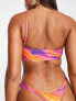 ASOS DESIGN mix and match sleek one shoulder bikini top in sunset marble print