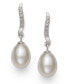 ფოტო #3 პროდუქტის Cultured Freshwater Pearl (7-8 mm) and Diamond Accent Swirl Earring in Sterling Silver