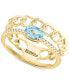 ფოტო #1 პროდუქტის EFFY® Blue Topaz (1/2 ct. t.w.) & Diamond (1/20 ct. t.w.) Chain Link Double Ring in 14k Gold