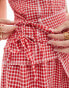 COLLUSION poplin top co ord with tie detail in red gingham