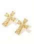 Petit Moments swirl cross stud waterproof stainless steel earrings in gold